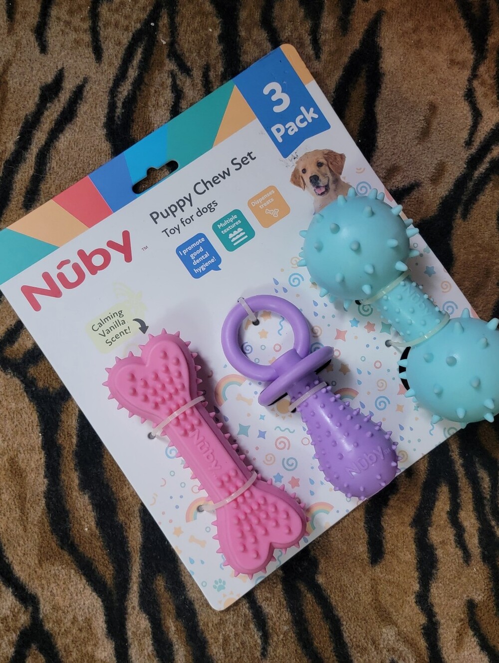 Nuby Puppy Chew Teething Dental Toy Set -  3 Pack Ea. Xs Small